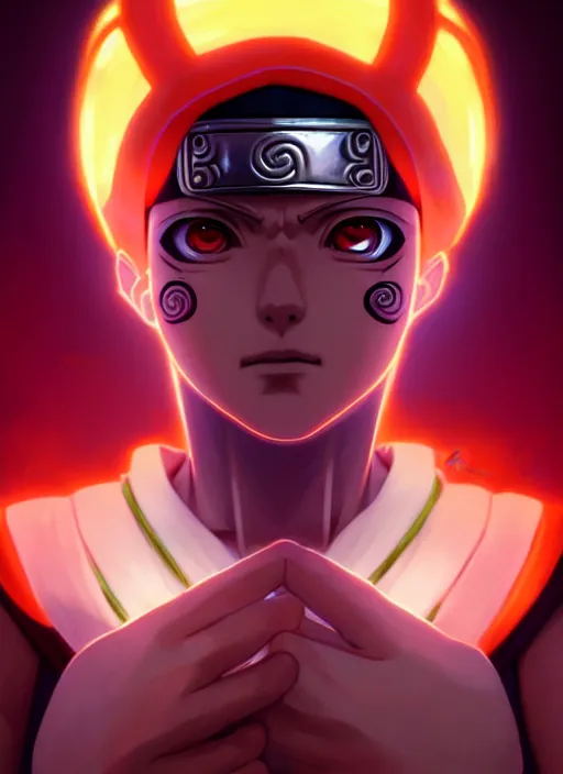 Image similar to symmetry!! naruto, naruto series, glowing lights!! intricate, elegant, highly detailed, digital painting, artstation, concept art, smooth, sharp focus, illustration, art by artgerm and greg rutkowski and alphonse mucha