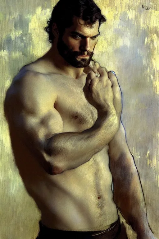 Image similar to henry cavill, painting by gaston bussiere, craig mullins, j. c. leyendecker, edgar degas