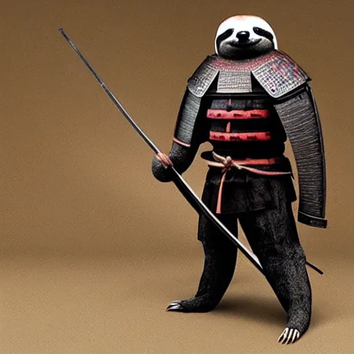 Prompt: anthropomorphic sloth in samurai armor