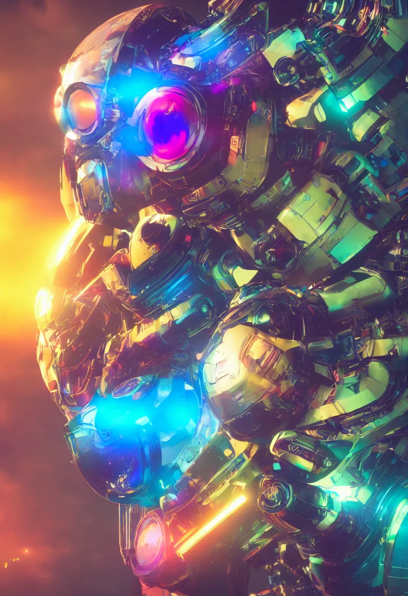 Prompt: vivid colors, spectrum, robot, drama, high quality, vray, cg, crazy, space