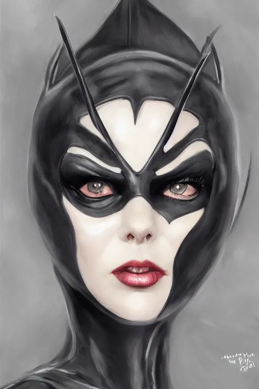 Prompt: beautiful aesthetic portrait of Catwoman from Batman returns crawling toward viewer by wlop and Julia Razumova, headshot, deviantArt, trending on artstation, artstation HQ