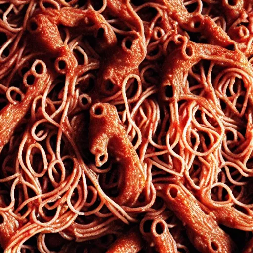 Image similar to Tripophobia spaghetti, holes, flesh, scary, phobia
