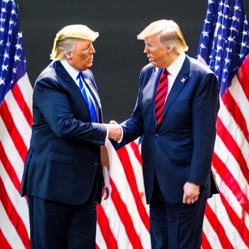 Image similar to joe biden shaking hands with donald trump, photorealistic, 4 k