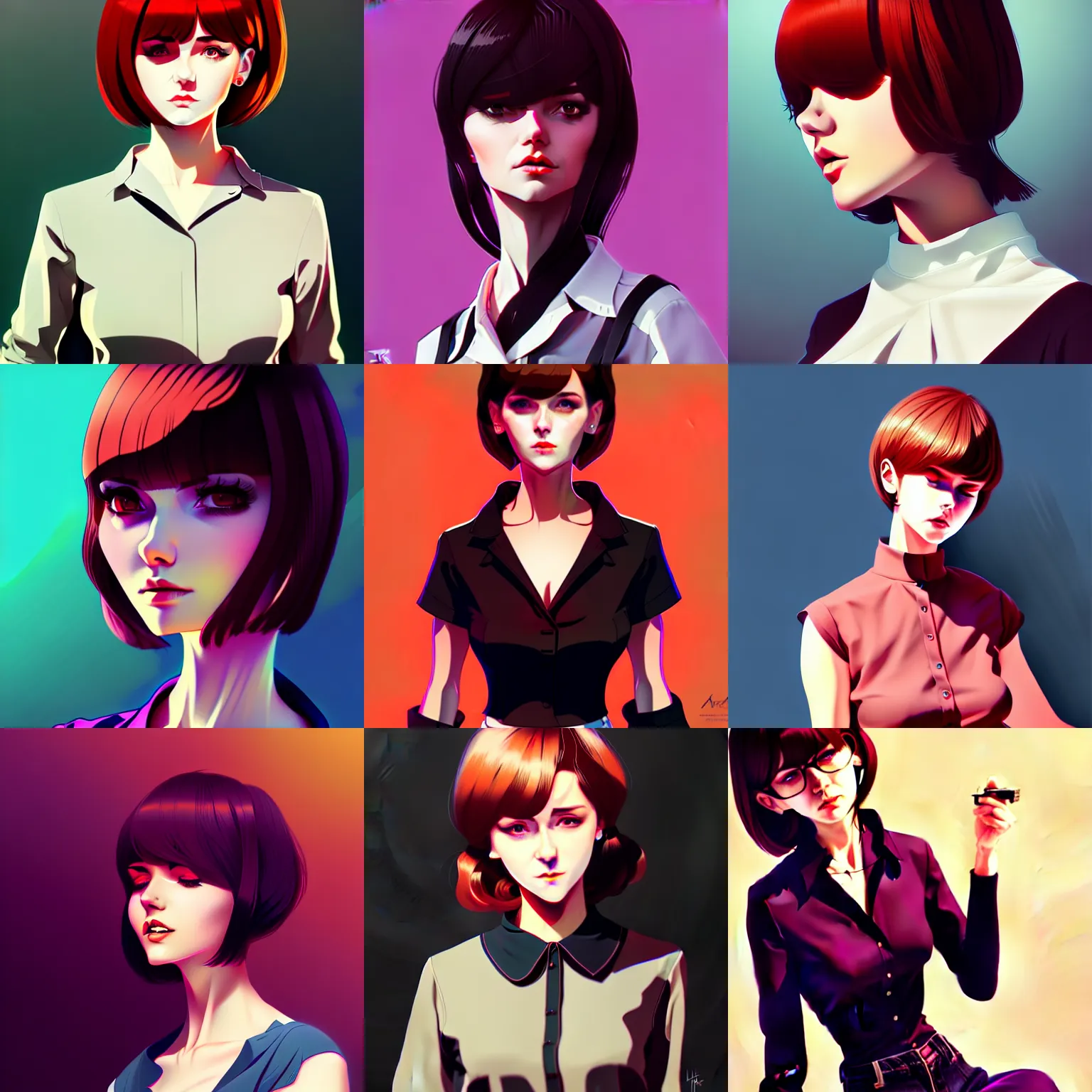 Prompt: woman wearing a blouse, trending on artstation, in the style of ilya kuvshinov, digital art, high quality