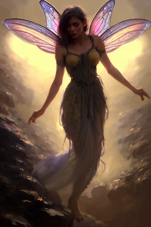 Image similar to cinematic shot of an epic portrait of a fairy dressed in military clothes, shiny skin, beautiful eyes, beautiful, small details, night setting, realistic poster with volumetric light from craig mallism, artgerm, jeremy lipkin and michael garmash, unreal engine, radiant light, detailed and complex environment, digital art, trends at art station, a masterpiece