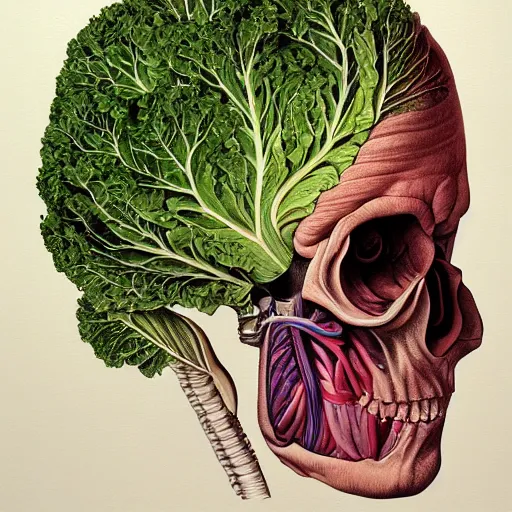 Image similar to the anatomy of a head of lettuce, an ultrafine detailed painting by james jean, hd 2 d, behance contest winner, vanitas, angular, altermodern