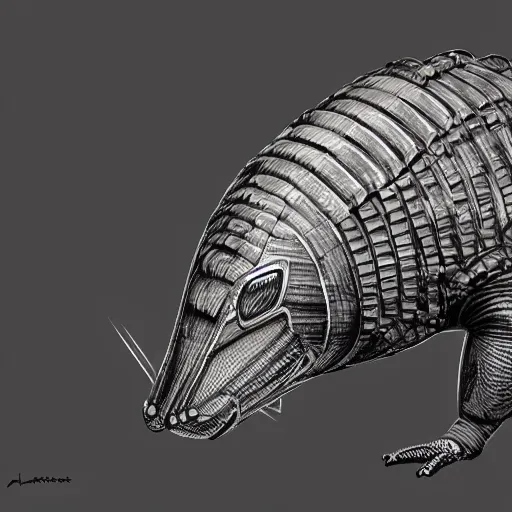 Prompt: a cybernetic armadillo, concept art, trending on art station, highly detailed