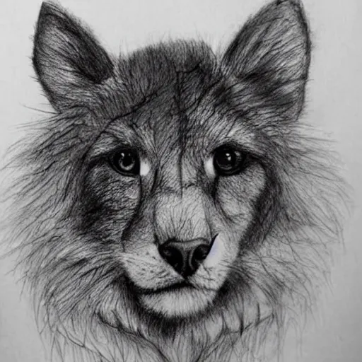 Prompt: a beautiful furry creature drawed with a pen