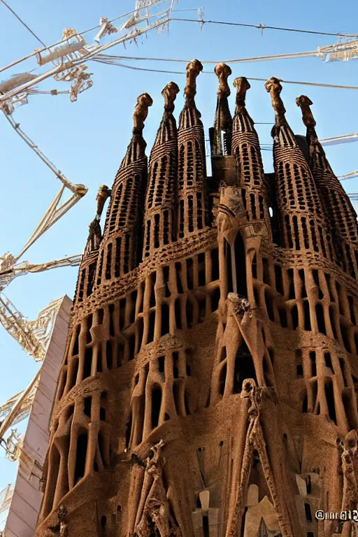 Image similar to A building that is a mix of La Sagrada Familia and The Empire State building, by Antoni Gaudi, CG Society