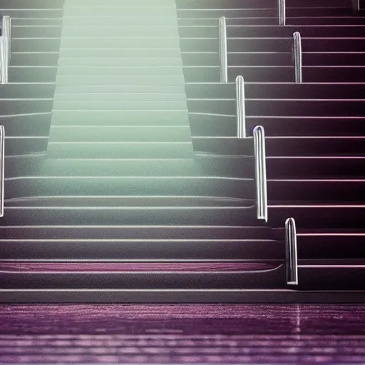 Image similar to the journey of life, each stage is a step in a stairway, detailed, 4 k, octane