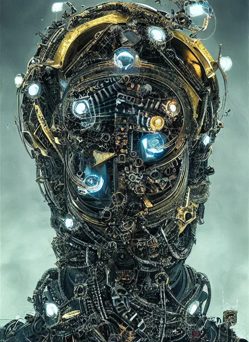 Image similar to portrait of futuristic king arthur knight medusa cyborg, surrounded by drones kintsugi, x - ray, steam and cyberpunk, modern fine art, fractal, intricate, elegant, highly detailed, digital photography, subsurface scattering, by jheronimus bosch and frank miller and greg rutkowski,