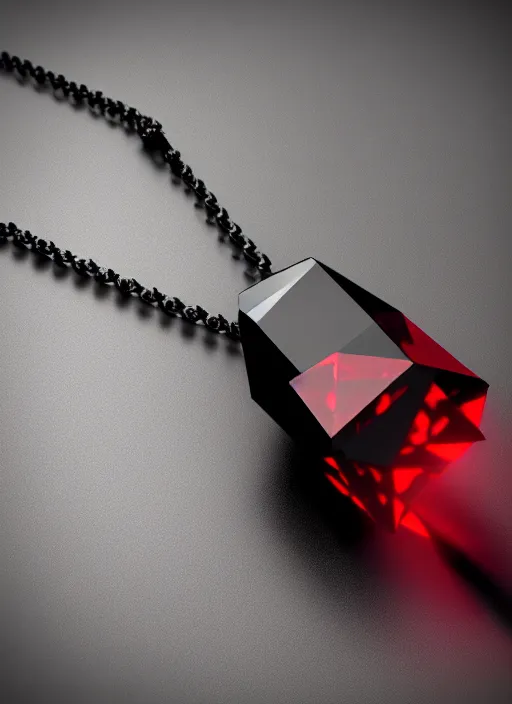 Prompt: rpg item, a black necklace with a fiery red diamond pendant, Unreal 5, DAZ, hyperrealistic, rpg style, octane render, dynamic lighting