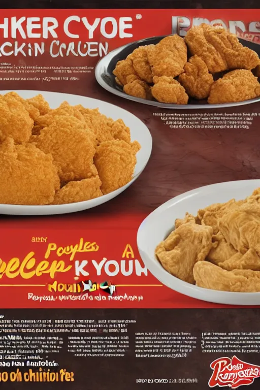 Image similar to an advertisement for popeyes new chicken, called chicken poop manure, smelly, shitty, stinky, poop sauce included!