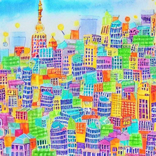 Image similar to A little city located entirely on a sheet of paper. Trending on art station, colorful, magical.