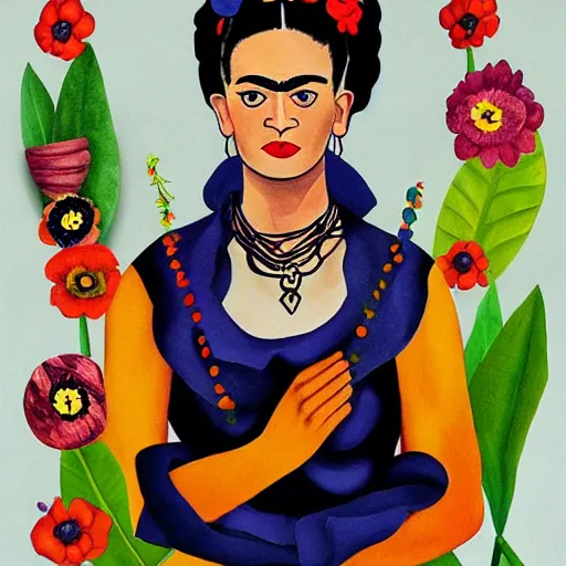 Prompt: artwork inspired by Frida Kahlo