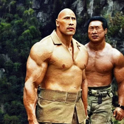 Prompt: Dwayne 'The Rock' Johnson with Mao Zedong's hairstyle