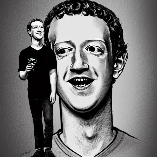 Image similar to mark zuckerberg holding a flower by hr giger, trending on artstation, horror, illustration