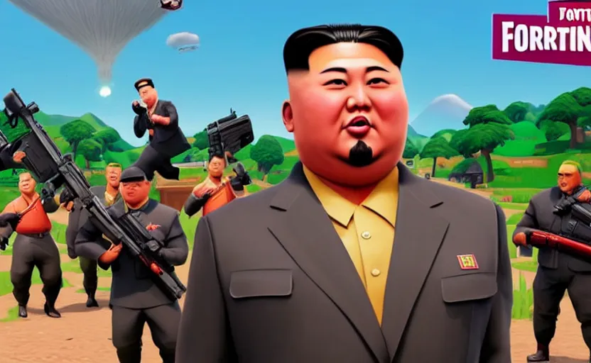 Image similar to a screenshot of kim jong un in fortnite,