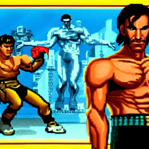 Image similar to portrait of daniel day - lewis in double dragon video game splash screen