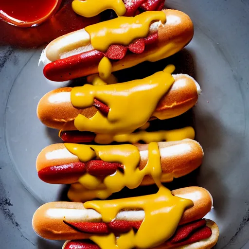 Realistic Hot Dog With Ketchup and Mustard in a Bun Keychain 