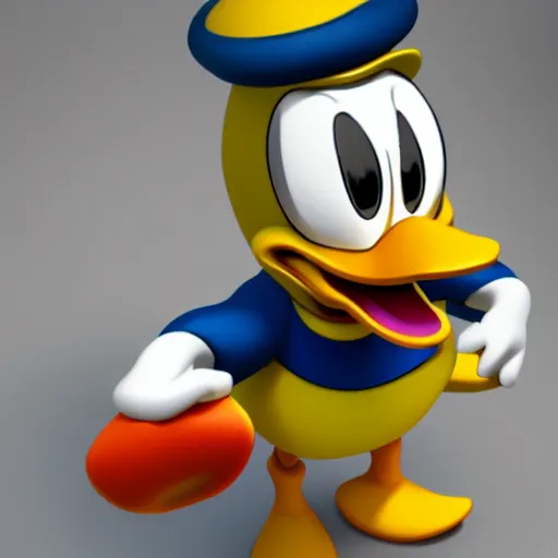 Image similar to ducktales donald duck, realistic, 3 d render, octane, toy