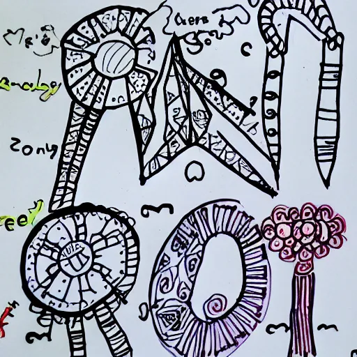 Prompt: child's felt tip pen doodles