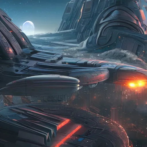 Prompt: spaceship crashes on sci-fi city, trending on artstation, 4k, high-detail