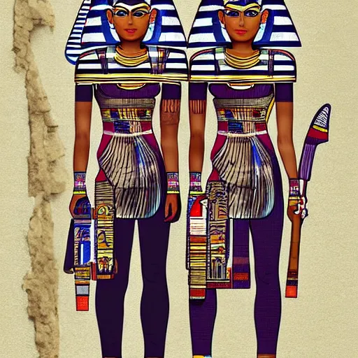 Prompt: egyptians wearing modern day clothing, detailed, digital art