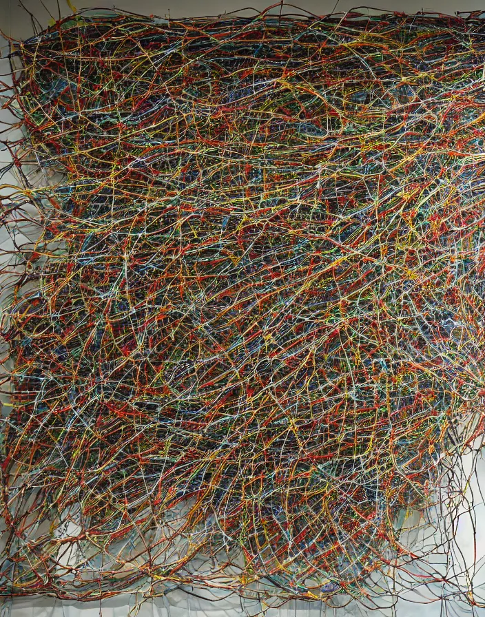 Image similar to hyper detailed industraial & utility flow field neural path by el anatsui