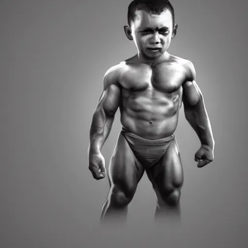 Prompt: epic muscular portrait of gigachad toddler, 8k, trending on Artstation