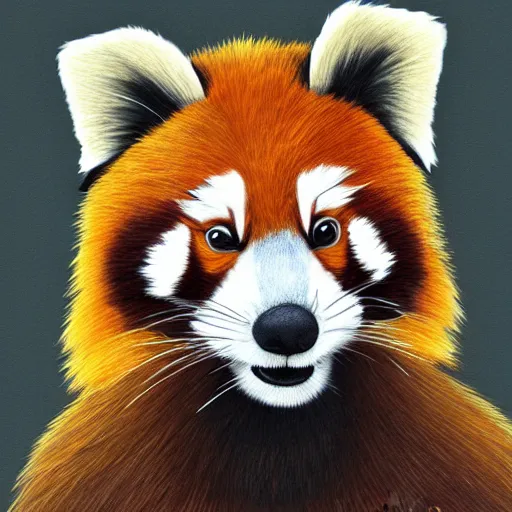 Prompt: beautiful portrait commission of a female furry anthro red panda wearing a yellow hoodie, trending on artstation