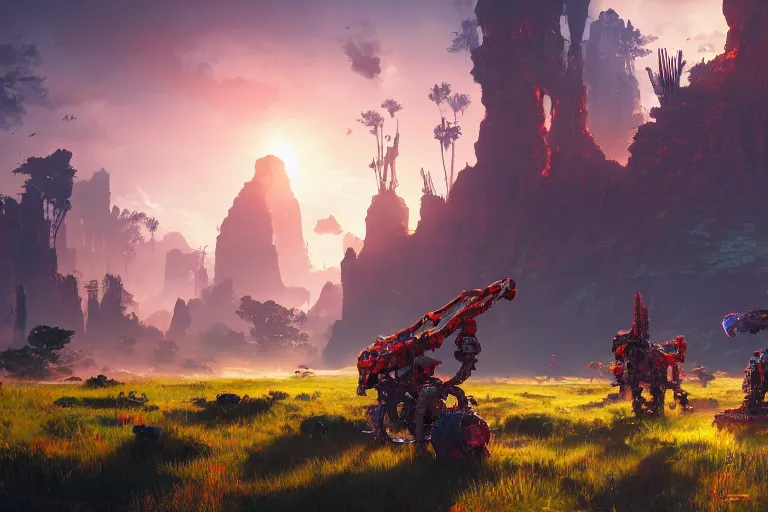 Image similar to scorcher machine mecanical creature robot of horizon forbidden west horizon zero dawn bioluminiscence global illumination ray tracing hdr fanart arstation by ian pesty and alena aenami artworks in 4 k
