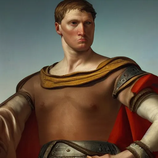 Prompt: Jerma985 in Ancient Rome, detailed, highly detailed, heroic, epic, complex, very detailed, realistic, HD quality, 8k resolution, body and headshot, Oil Painting, Italian Renaissance Painting of Jerma985, Italian Renaissance Painting Style, Renaissance Painting Style, Painting, Trending on Artstation