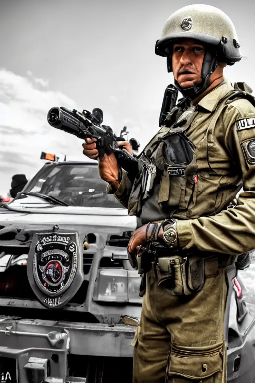 Image similar to carro da policia militar de sao paulo, 8 k, hdr, great light, by greg rutkowski and annie leibowitz