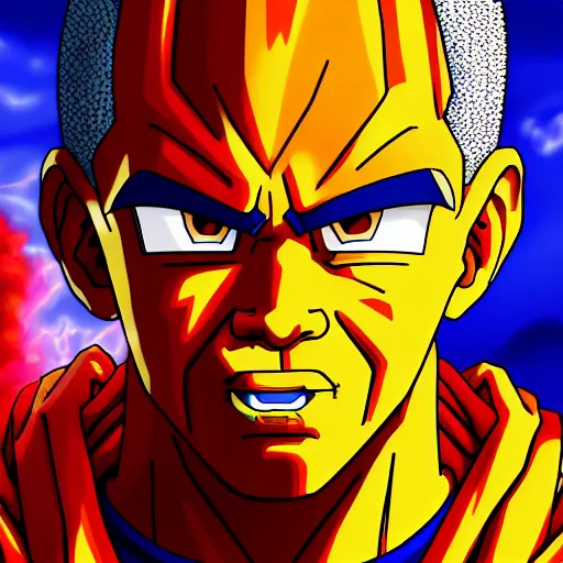 Image similar to ultra realistic portrait painting of barak obama as super saiyan 3 goku, art by akira toriyama, 4 k, dragon ball artstyle, cel shaded, highly detailed, epic lighting