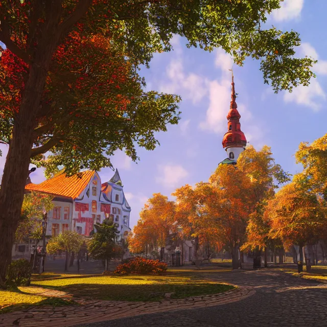 Prompt: colorful colonial city built in a ring around a giant maple tree, huge tree, tallin estonia, cinematic, volumetric, realistic, cinematic lighting, ray tracing, unreal engine 5, octane render, hyper realistic, photo, 8 k