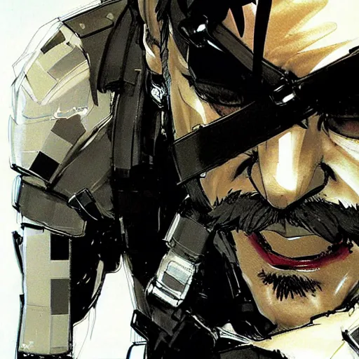 Image similar to beautiful videogame concept art of danny devito, daniel michael devito jr. from metal gear solid, by yoji shinkawa