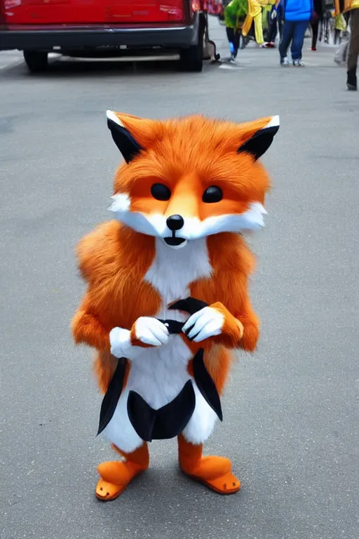 Image similar to an anthropomorphic fox, fursuit!!!!, cosplay