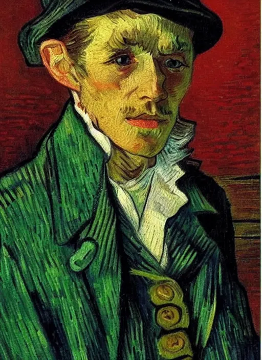 Prompt: lifelike oil painting portrait of oliver twist by van gogh