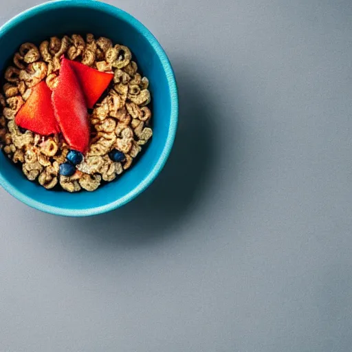 Prompt: studio lighting, photo of a cereal!! bowl!! shaped as bowie head, space oddity, healthy breakfast,