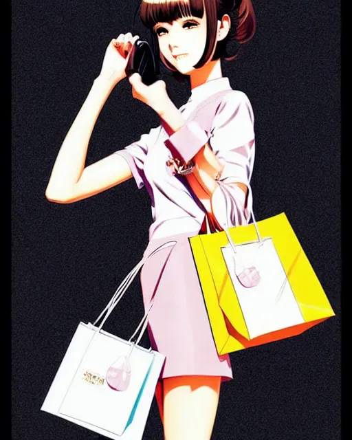 Prompt: cute girl wearing high heel with shopping bags. | very very anime!!!, fine - face, audrey plaza, realistic shaded perfect face, fine details. anime. very strong realistic shaded lighting poster by ilya kuvshinov katsuhiro otomo ghost, magali villeneuve