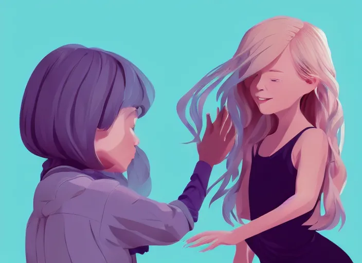 Prompt: little girl with long blonde hair meeting a ghost. clean cel shaded vector art. shutterstock. behance hd by lois van baarle, artgerm, helen huang, by makoto shinkai and ilya kuvshinov, rossdraws, illustration, art by ilya kuvshinov