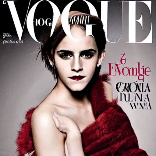 Prompt: vampire emma watson on the cover of vogue, photoshoot