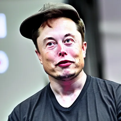 Image similar to Elon Musk wearing a hat made of watermelon, dslr photo