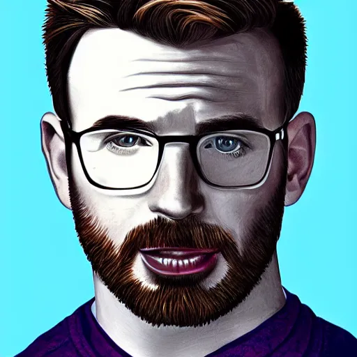 Image similar to portrait of chris evans, highly detailed, centered, solid color background, digital painting