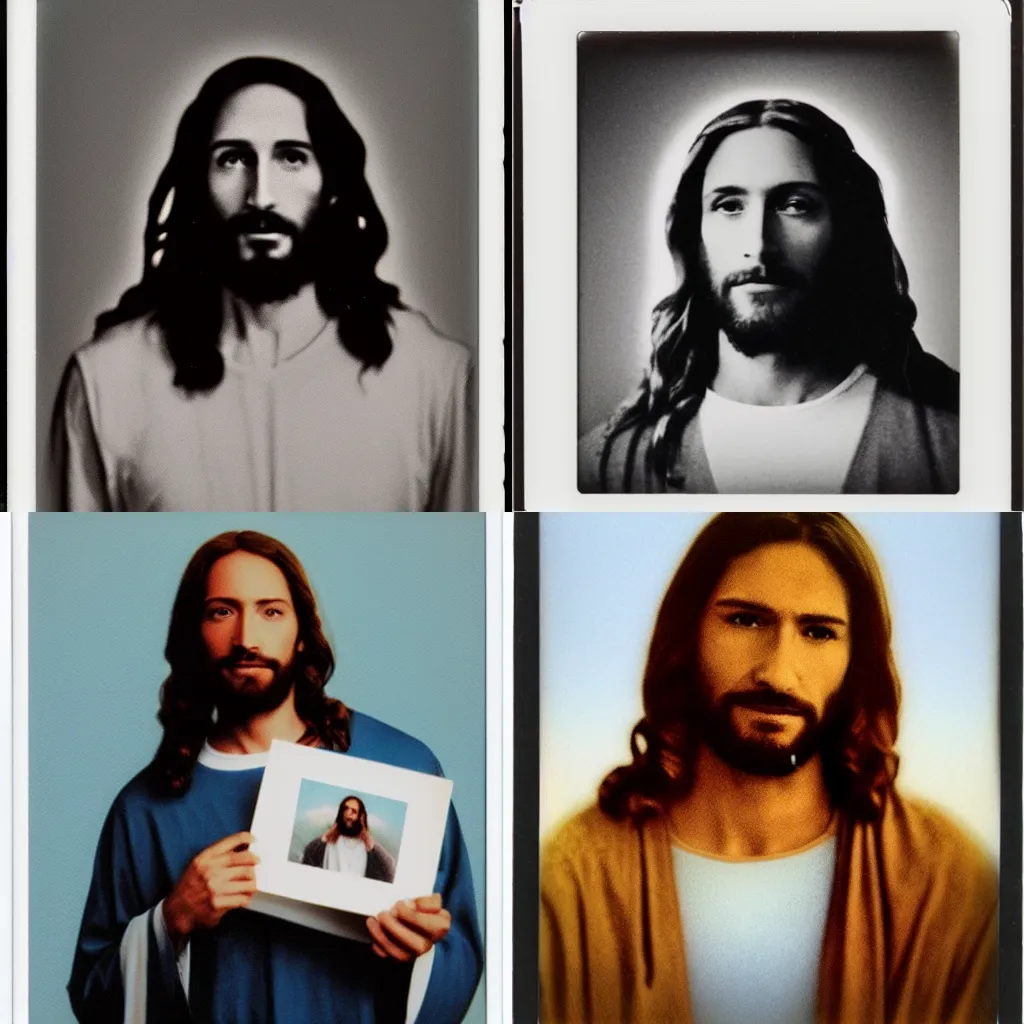 Prompt: polaroid photo of jesus christ, white background, award - winning