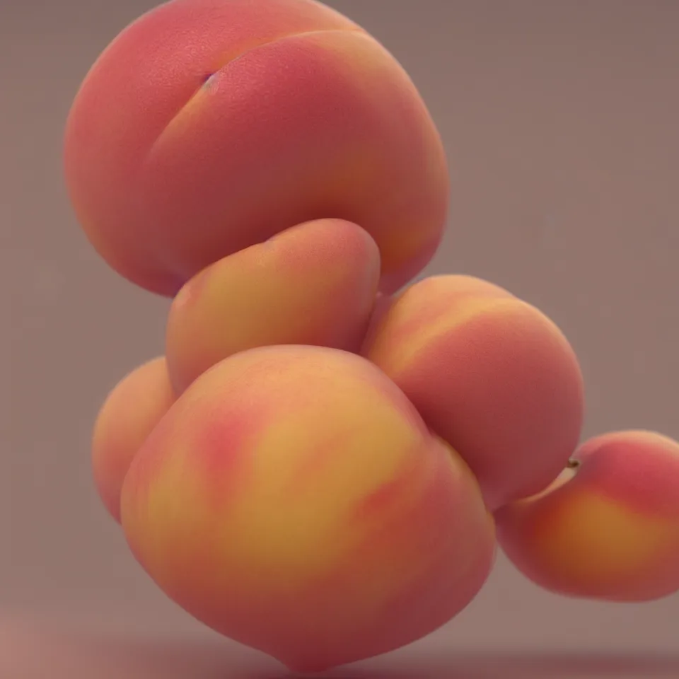 Image similar to An elegant Queen of fruits, juicy peach with a female human-like body, as if it was made of pale human skin. Soft details. Close-up, fairy fruit. Octane Render, Trending on artstation. Bokeh.