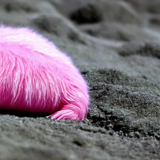 Image similar to A Tardigrade covered in pink fur