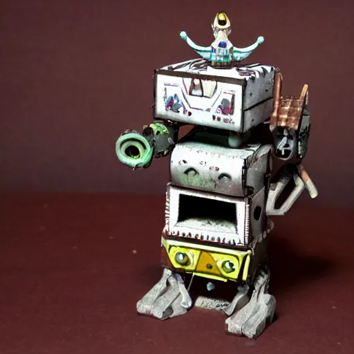 Prompt: E.M. Pino, miniature anti-bot machine created by Ziggy, the former Demon King