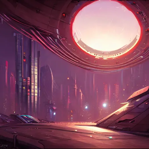 Image similar to cyberpunk circular ring structure, by andreas rocha